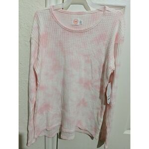 Wonder Nation Girls Thermal Lightweight  Lt Pink Tie Dye Top Sz  XL 14-16